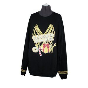 Gertex Happy‎ Holidays unisex novelty print crew neck fleece sweatshirt XL